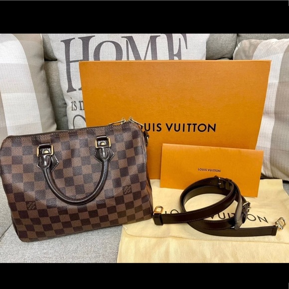 SOLD Authentic Louis Vuitton Speedy Bandouliere 25 Damier Ebene - Picture 1 of 12